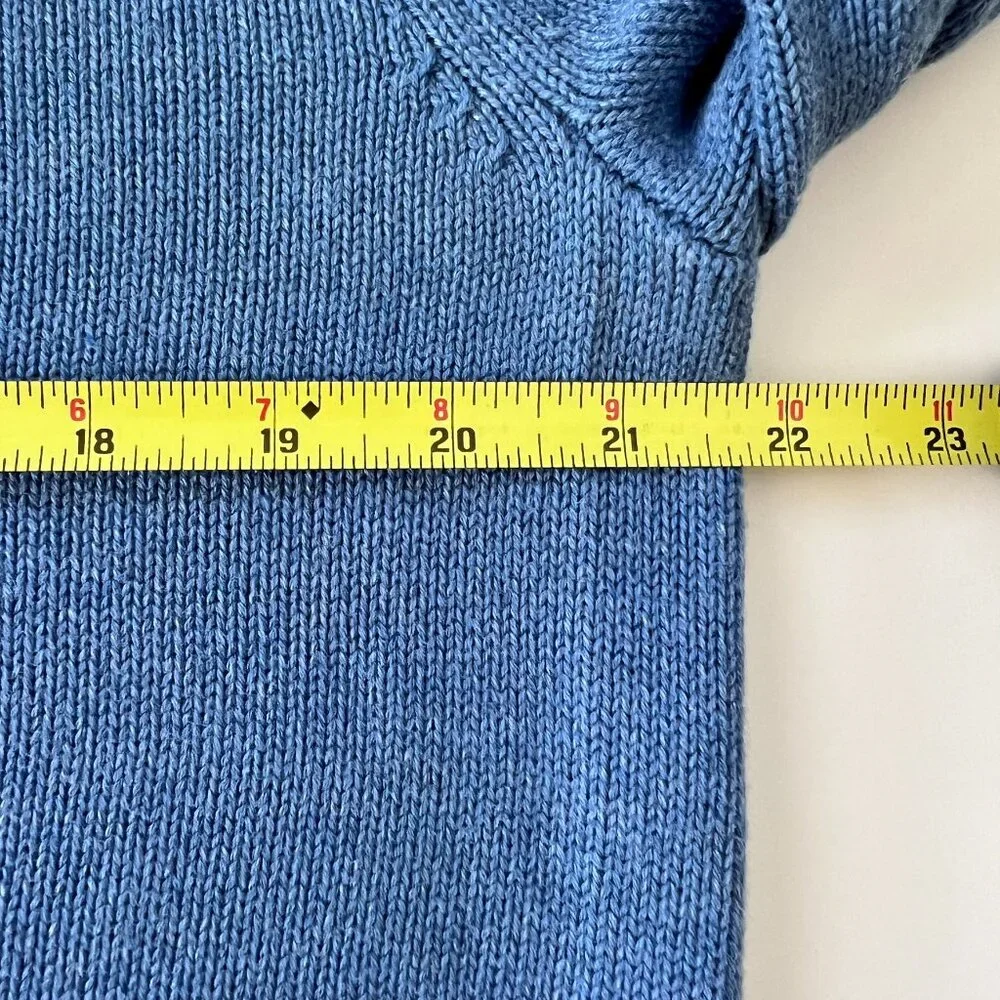 J.Crew Heritage 100% Cotton Crewneck Sweater Heavyweight Ribbed Pullover Blue M